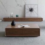 Masă de cafea modernă din MDF – design minimalist Walnut - imagine 3 - Homuse