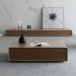 Masă de cafea modernă din MDF – design minimalist Walnut - imagine 3 - Homuse