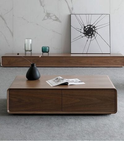 Masă de cafea modernă din MDF – design minimalist Walnut - imagine 3 - Homuse