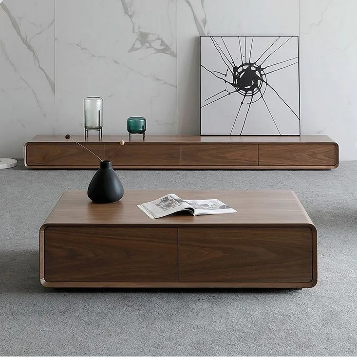 Masă de cafea modernă din MDF – design minimalist Walnut - imagine 3 - Homuse