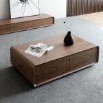 Masă de cafea modernă din MDF – design minimalist Walnut - imagine 5 - Homuse
