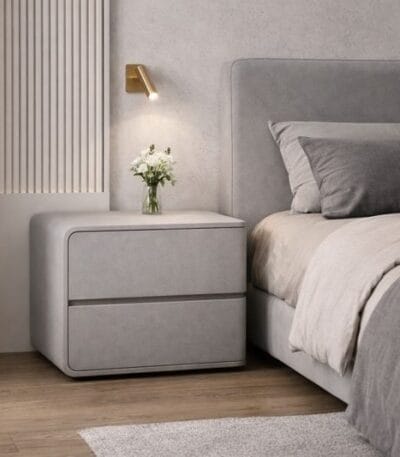 Noptiera din MDF si piele Elsa Grey - imagine 3 - Homuse