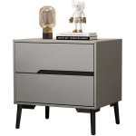 Noptieră modernă cu piele ecologică și picioare metalice Roma Grey - imagine 2 - Homuse