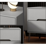 Noptieră modernă cu piele ecologică și picioare metalice Roma Grey - imagine 3 - Homuse