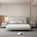 Noptieră modernă cu piele ecologică și picioare metalice Roma Grey - imagine 5 - Homuse