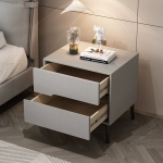 Noptieră modernă cu piele ecologică și picioare metalice Roma Grey - imagine 6 - Homuse