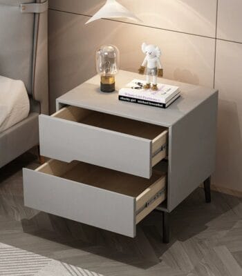 Noptieră modernă cu piele ecologică și picioare metalice Roma Grey - imagine 6 - Homuse