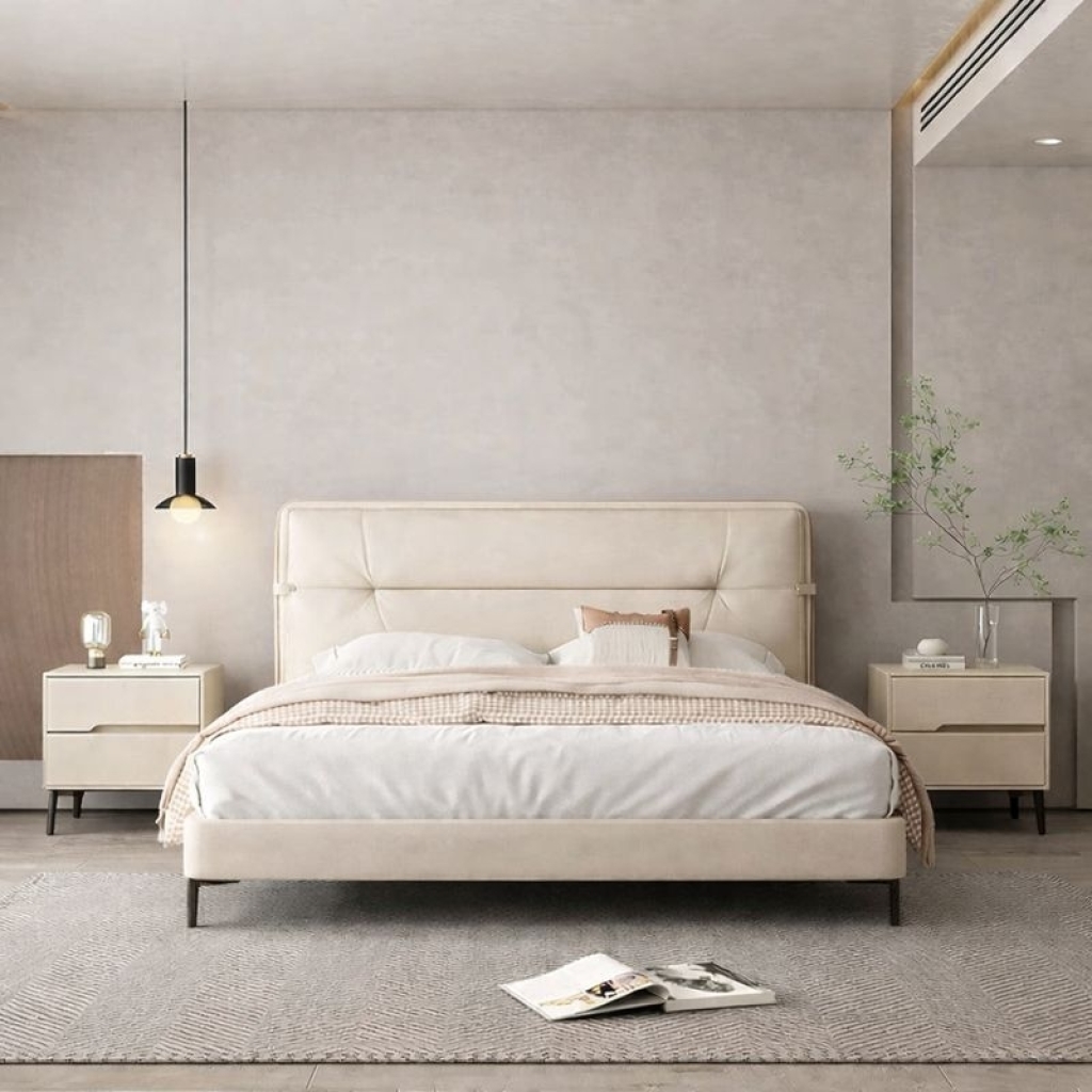 Noptieră modernă cu piele ecologică și picioare metalice Roma White - imagine 3 - Homuse