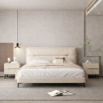 Noptieră modernă cu piele ecologică și picioare metalice Roma White - imagine 3 - Homuse