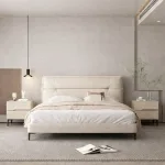 Noptieră modernă cu piele ecologică și picioare metalice Roma White - imagine 3 - Homuse