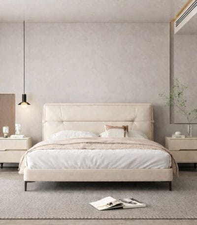 Noptieră modernă cu piele ecologică și picioare metalice Roma White - imagine 3 - Homuse