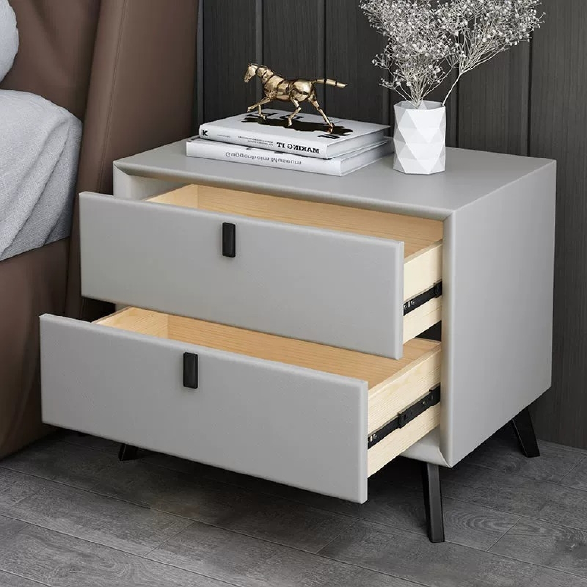 Noptieră premium din MDF Paris White - imagine 3 - Homuse