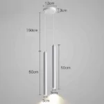 Pendul dublu minimalist cilindric – finisaj alb 50cm - imagine 2 - Homuse