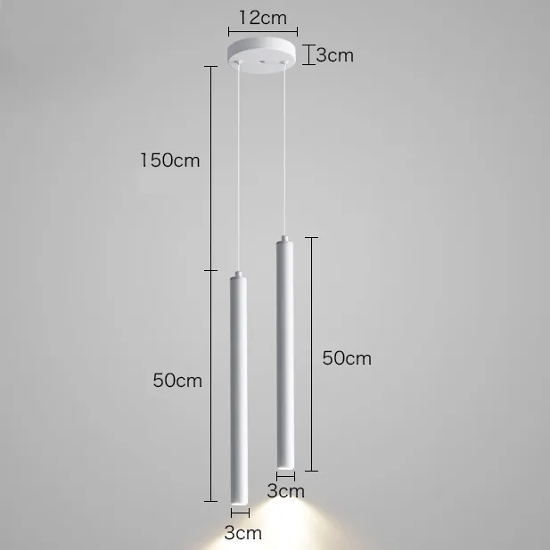 Pendul dublu minimalist cilindric – finisaj alb 50cm - imagine 2 - Homuse