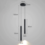 Pendul dublu minimalist cilindric – finisaj negru 30cm - imagine 2 - Homuse