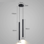 Pendul dublu minimalist cilindric – finisaj negru 50cm - imagine 2 - Homuse