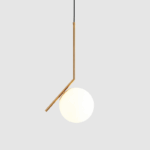 Pendul modern cu glob opac și structură metalică aurie 50×15 cm - imagine 2 - Homuse