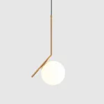 Pendul modern cu glob opac și structură metalică aurie 50×15 cm - imagine 2 - Homuse