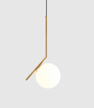 Pendul modern cu glob opac și structură metalică aurie 50×15 cm - imagine 2 - Homuse