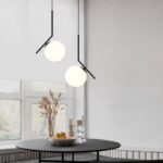 Pendul modern cu glob opac și structură metalică neagră 50×15 cm - imagine 3 - Homuse