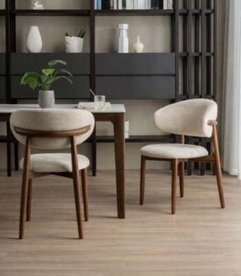 Scaun de dining Elara – tapițerie din in (linen) Walnut - imagine 3 - Homuse