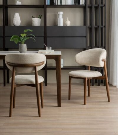 Scaun de dining Elara – tapițerie din in (linen) Walnut - imagine 3 - Homuse
