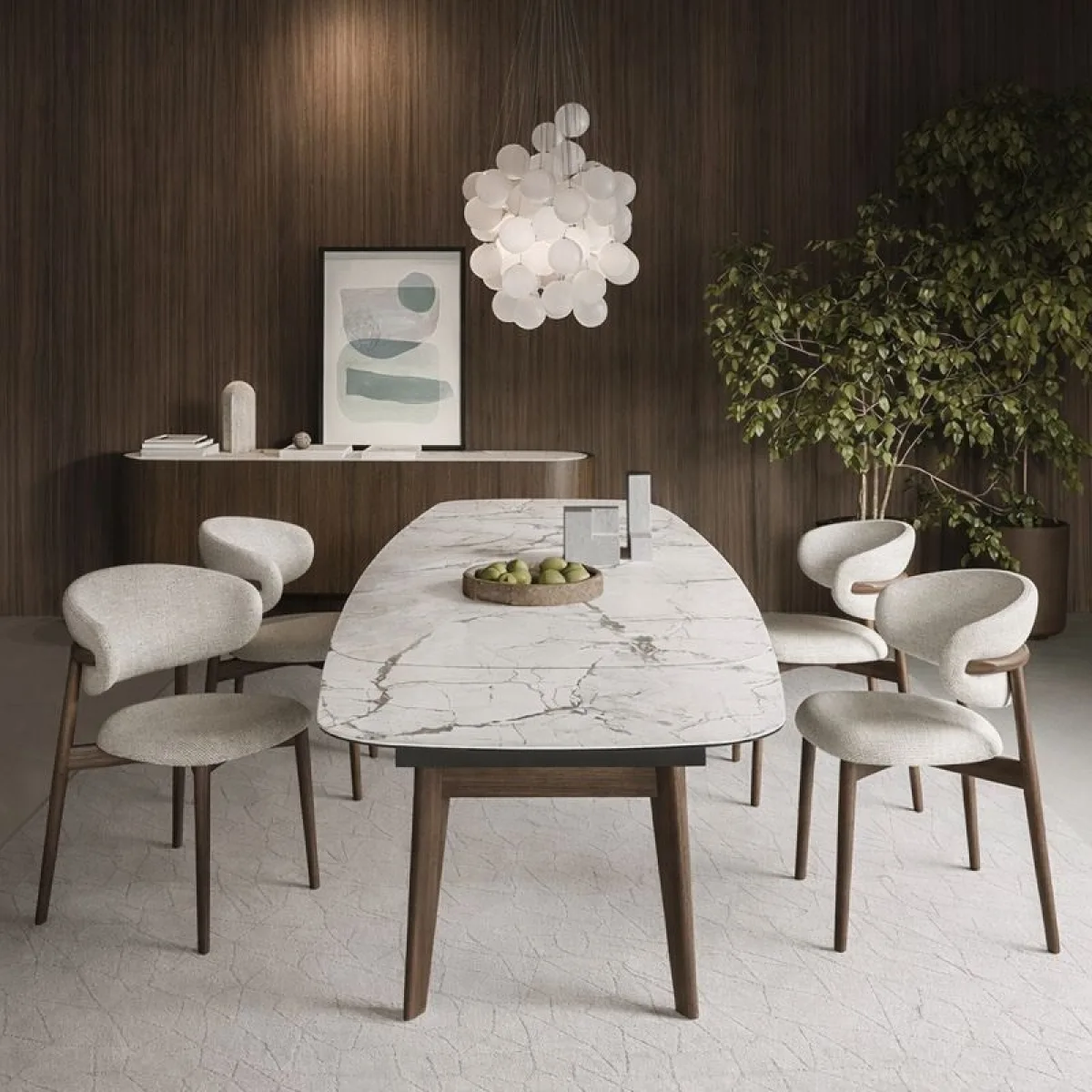 Scaun de dining Elara – tapițerie din in (linen) Walnut - imagine 5 - Homuse