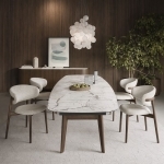 Scaun de dining Elara – tapițerie din in (linen) Walnut - imagine 5 - Homuse