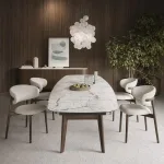 Scaun de dining Elara – tapițerie din in (linen) Walnut - imagine 5 - Homuse