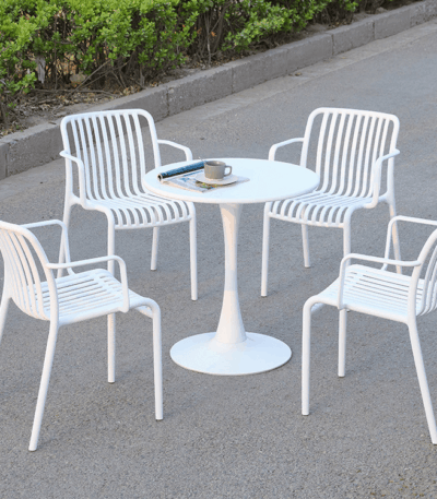 Scaun din polipropilenă pentru exterior White - imagine 4 - Homuse
