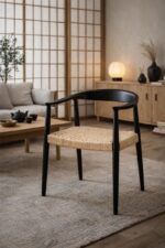 Scaun dining cu șezut împletit Nordic Wood Black - imagine 3 - Homuse