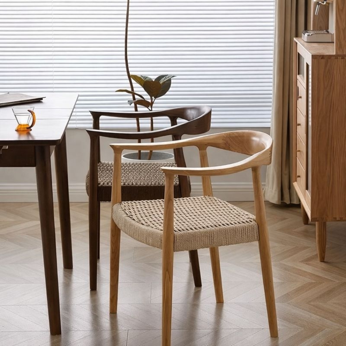 Scaun dining cu șezut împletit Nordic Wood Oak - imagine 4 - Homuse