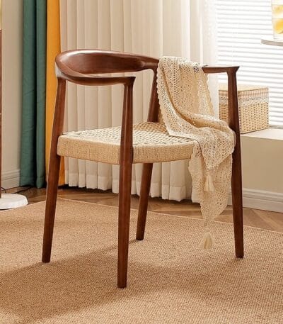 Scaun dining cu șezut împletit Nordic Wood Walnut - imagine 3 - Homuse