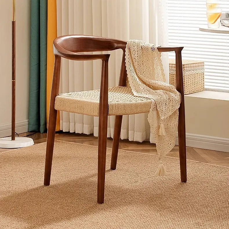 Scaun dining cu șezut împletit Nordic Wood Walnut - imagine 3 - Homuse