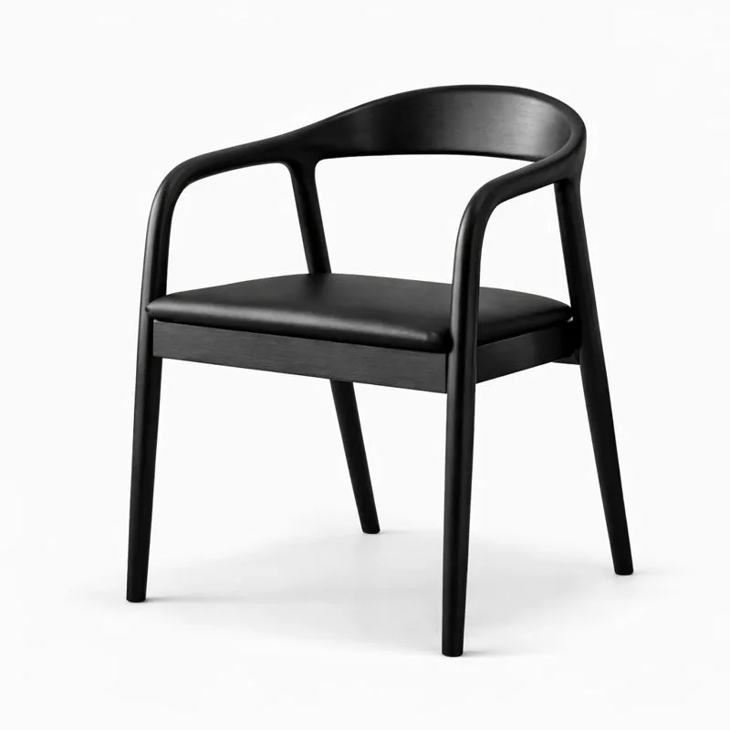 Scaun dining din lemn cu șezut tapițat Zen Black - imagine 2 - Homuse