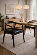 Scaun dining din lemn cu șezut tapițat Zen Black - imagine 3 - Homuse