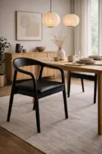 Scaun dining din lemn cu șezut tapițat Zen Black - imagine 3 - Homuse