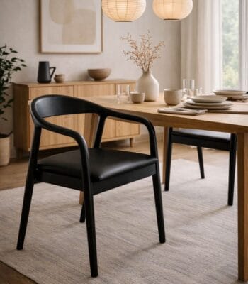 Scaun dining din lemn cu șezut tapițat Zen Black - imagine 3 - Homuse