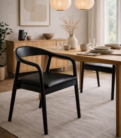 Scaun dining din lemn cu șezut tapițat Zen Black - imagine 3 - Homuse