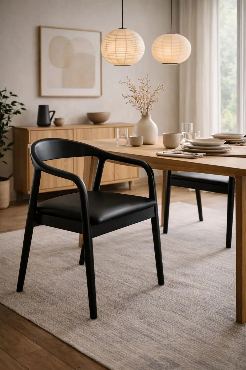 Scaun dining din lemn cu șezut tapițat Zen Black - imagine 3 - Homuse
