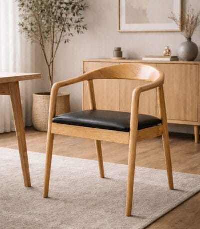 Scaun dining din lemn cu șezut tapițat Zen Oak - imagine 3 - Homuse