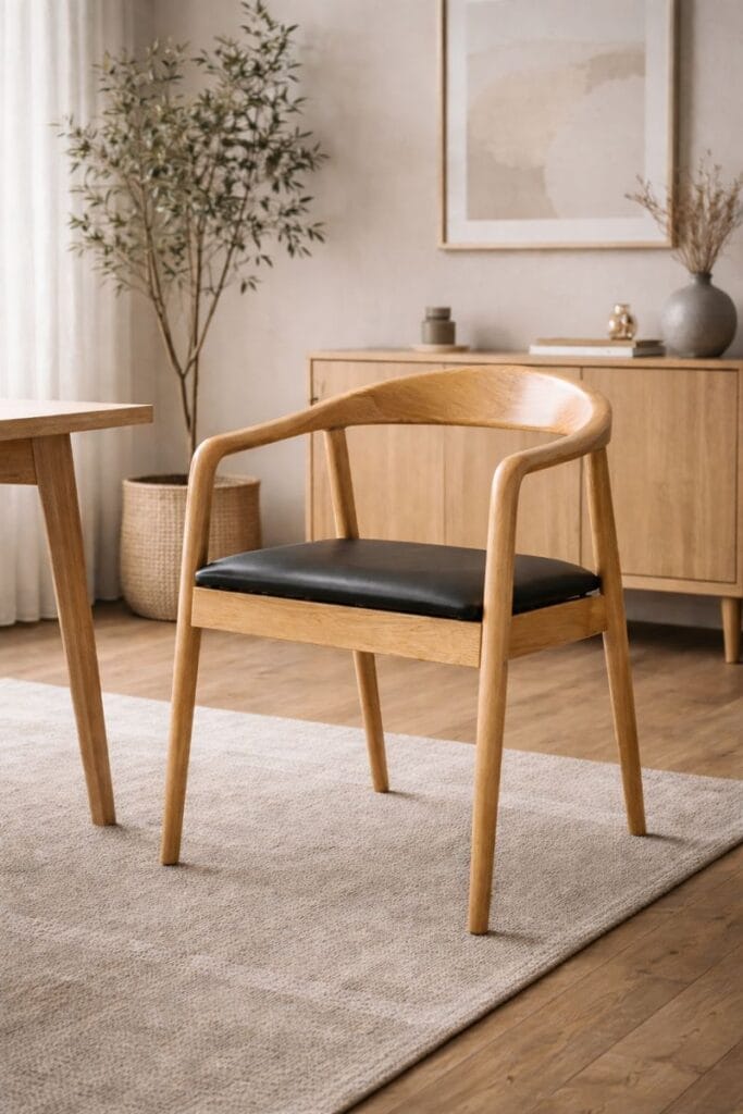 Scaun dining din lemn cu șezut tapițat Zen Oak - imagine 3 - Homuse