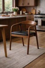 Scaun dining din lemn cu șezut tapițat Zen Walnut - imagine 4 - Homuse