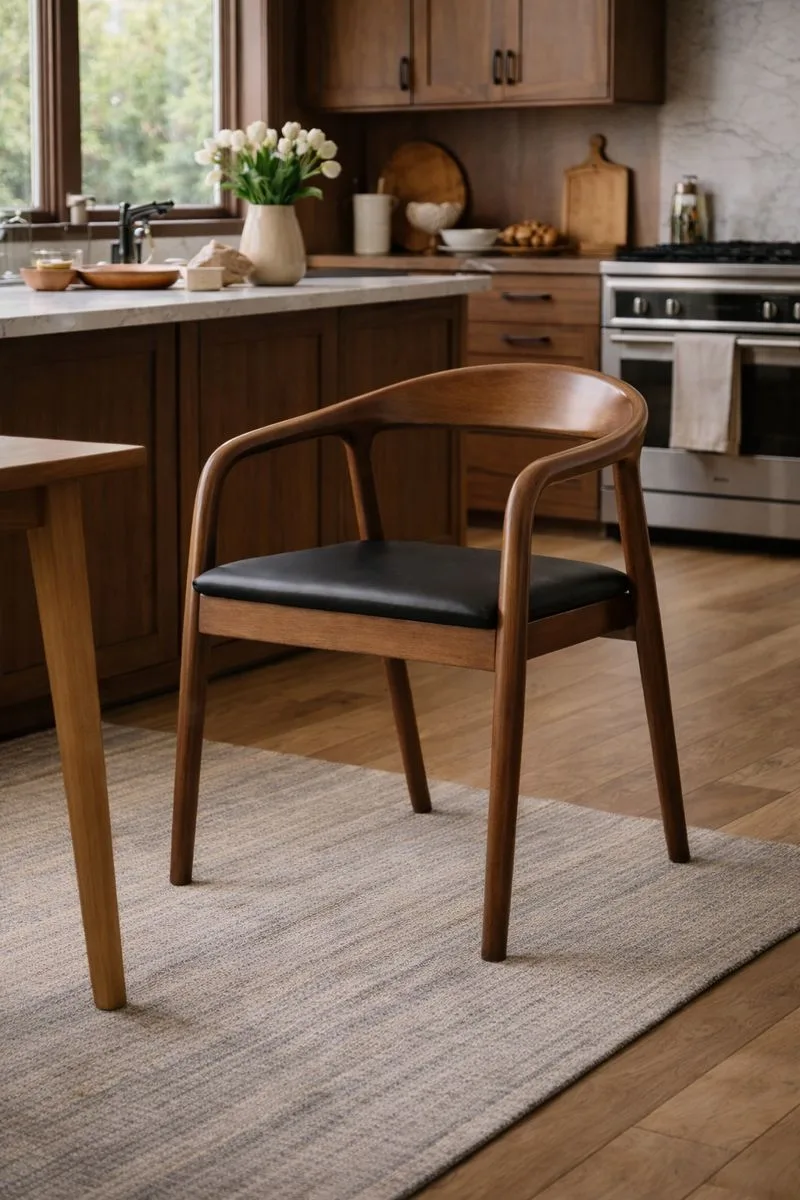 Scaun dining din lemn cu șezut tapițat Zen Walnut - imagine 4 - Homuse