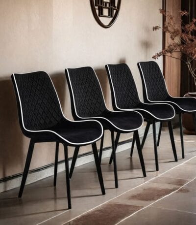 Scaun dining Milano din velur Black - imagine 3 - Homuse