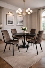 Scaun dining Milano din velur Brown - imagine 3 - Homuse