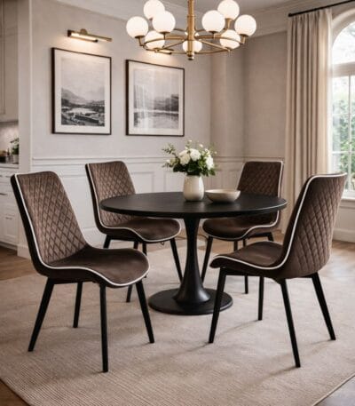 Scaun dining Milano din velur Brown - imagine 3 - Homuse