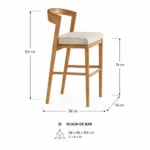 Scaun de bar din lemn masiv, cu șezut tapițat - imagine 5