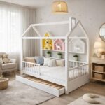 Pat copii tip Montessori cu spațiu de depozitare 200×90 cm Alb - imagine 3 - Homuse
