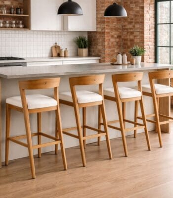 Scaun de bar din lemn masiv, cu șezut tapițat - imagine 4 - Homuse